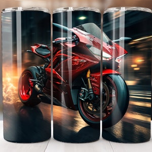 Biker PNG Motorcycle Tumbler Wrap 20 oz Skinny Tumbler Sublimation Design Stunt Sports Bike PNG Digital Download Only 20oz Straight Wrap PNG