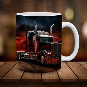 3D Semi Truck 11oz & 15oz Mug Wrap Design 3D Mug Sublimation Wrap Digital Download ONLY Coffee Mug Design Trucker Sublimation Design Trucker