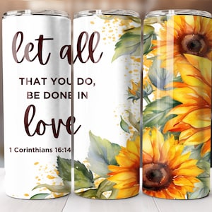 Christian Tumbler 20oz Skinny Sublimation Design Affirmation Bible Verse Digital Download 20oz Straight PNG Love Inspirational Scripture
