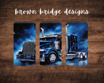 Semi Truck 4 in 1 Can Cooler Sublimation Wrap 18 wheeler Sublimation Can Holder PNG Download digitale 4-in-1 Big Rig Trucker PNG