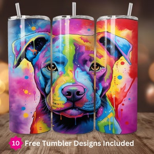 Pitbull Puppy Tumbler 20oz Skinny Sublimation Design Digital Download ONLY Dog PNG 20oz Straight Tumbler Wrap PNG Dog Mom