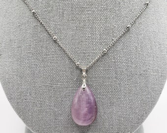 Pear Shaped Amethyst Necklace - Choose Your Pendant and Chain