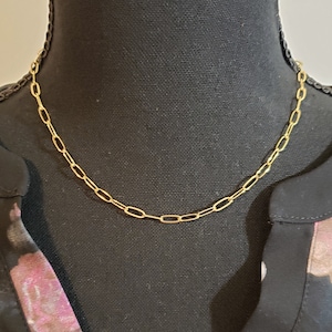 24K Gold Plated Paperclip Chain Necklace: Minimalist Layering Jewelry