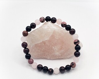 Rose Quartz & Black Tourmaline Bracelet: Love and Grounding Gemstone Jewelry