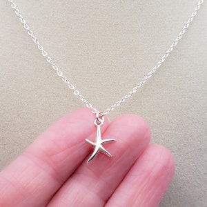 Dainty Sterling Silver Starfish Necklace: Minimalist Ocean Jewelry