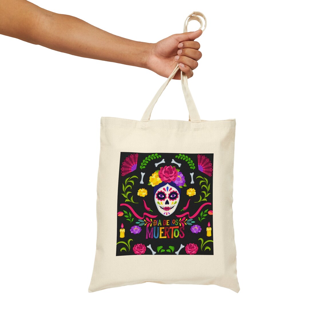 Dia De Los Muertos Cotton Canvas Tote Bag, Day of the Dead Halloween ...