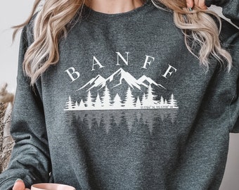 BANFF Sweatshirt, Ski, Snowboard Sweater, Banff National Park, Alberta, Canada, Mountains, Gift For Him, Gift For Her, Christmas Gift,WakoCo