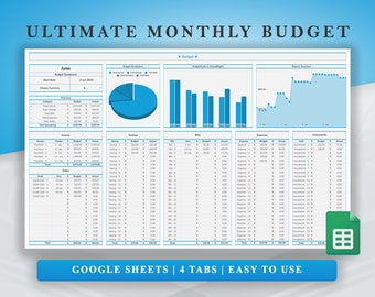 Ultimate Monthly Budget Spreadsheet: Google Sheets Finance Planner (Digital Download)