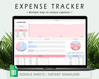 Expense Tracker Spreadsheet: Google Sheets Spending Planner (Digital Download)