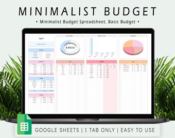 Minimalist Monthly Budget: Google Sheets Easy Finance Planner (Digital Download)
