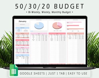50/30/20 Budget Spreadsheet: Monthly Financial Planner (Google Sheets)