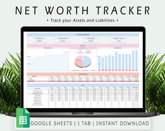 Net Worth Tracker Spreadsheet: Google Sheets Financial Assets Dashboard (Digital Download)