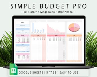 Simple Budget Spreadsheet: Google Sheets Monthly Finance Tracker (Digital Download)