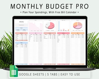Monthly Budget Pro Spreadsheet: Google Sheets All-in-One Finance (Digital Download)