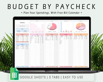 Budget By Paycheck Spreadsheet: Google Sheets Monthly Planner (Digital Download)