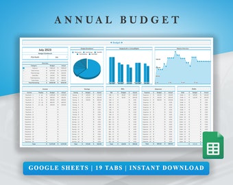 Annual Budget Spreadsheet: Google Sheets Financial Planner (Digital Download)
