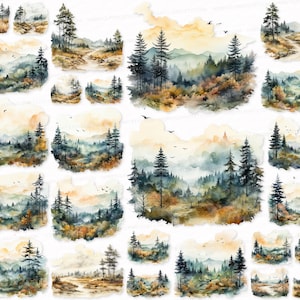 Forest Landscape PNG SVG Clipart Set Transparent Background Digital Download   Forest Sublimation Digital Image Stickers View