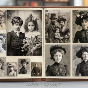 Black and White Set of Vintage Victorian Photographs 100 JPG Printable Photos Ephemera Digital Art Images for Junk Journals pages Images, Picture, photograph, image, snapshot, pic, shot, snap, still, likeness, print, portrait, frame, exposure.