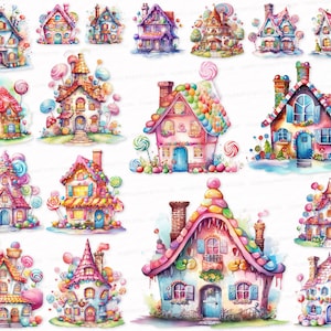 Fairy House PNG SVG Watercolor Clipart Set Fairy House Sublimation Digital Download   Book Page Decor Fairy House Stickers