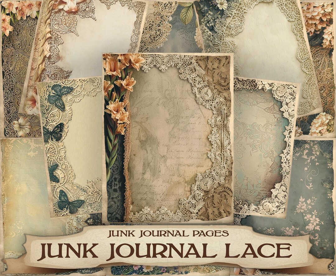 Vintage Lace Junk Journal Pages: Printable Ephemera (25 JPG) - Etsy