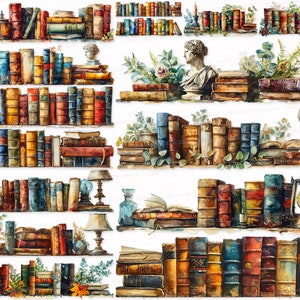 Vintage Book Border Clipart Bundle 25 PNG SVG Sublimation Design Scrapbooking Digital Images Download Transparent Background