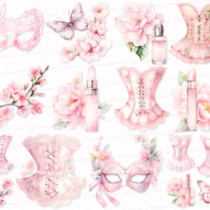 Pink Spring Clipart Bundle 25 PNG SVG Sublimation Design Scrapbooking Digital Images Download Transparent Background