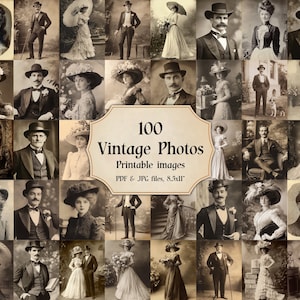 Digital Black and White Vintage Photos 100 b&w JPG (JPEG) Files Victorian Ladies and Gentlemen Old Antique Photography Scrapbooking Images