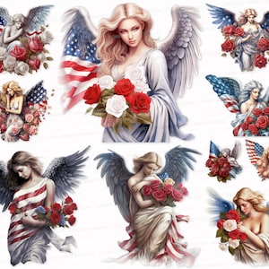 Angel PNG SVG, Independence day Patriotism photorealistic clipart vibrant colors USA flag patriotic clip art National