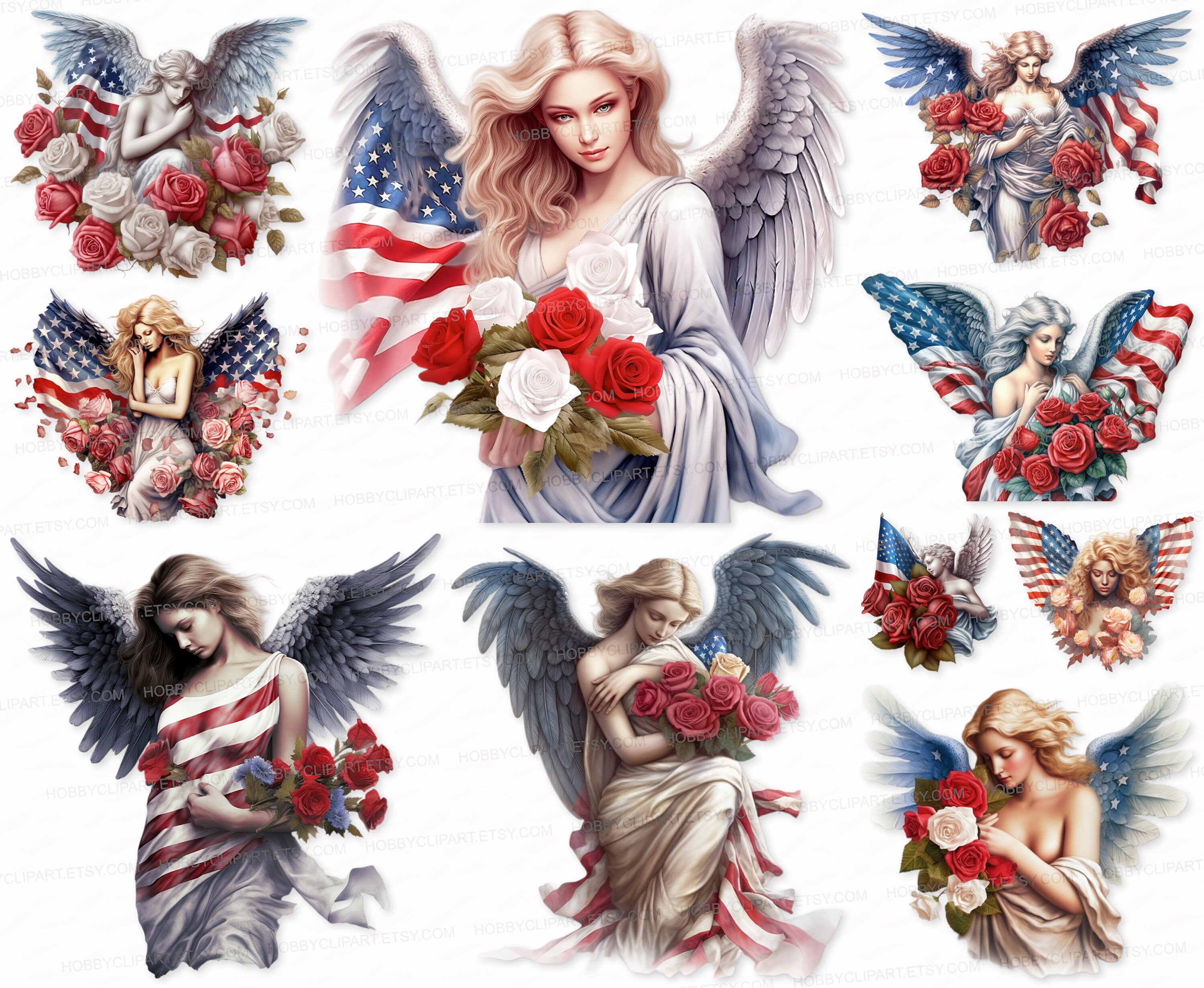 Angel PNG SVG, Independence day Patriotism photorealistic clipart vibrant colors USA flag patriotic clip art National