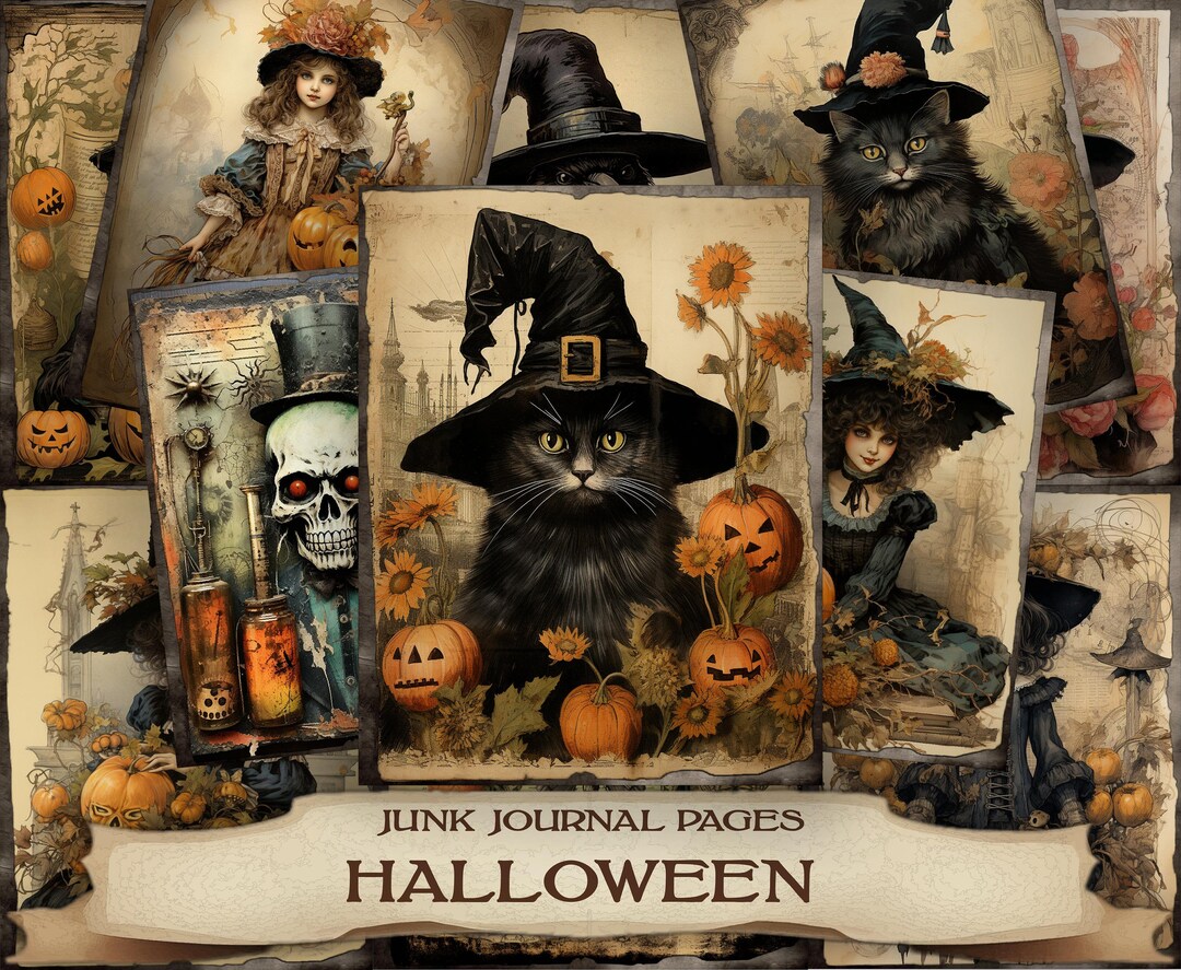 Halloween Junk Journal Printable Pages 27 Vintage Halloween Clipart Art ...