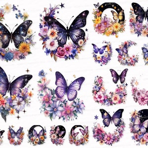 Butterfly Clipart Bundle 17 PNG SVG Printable Sublimation Designs Digital Download Images Transparent Background Moon Moth Mystic