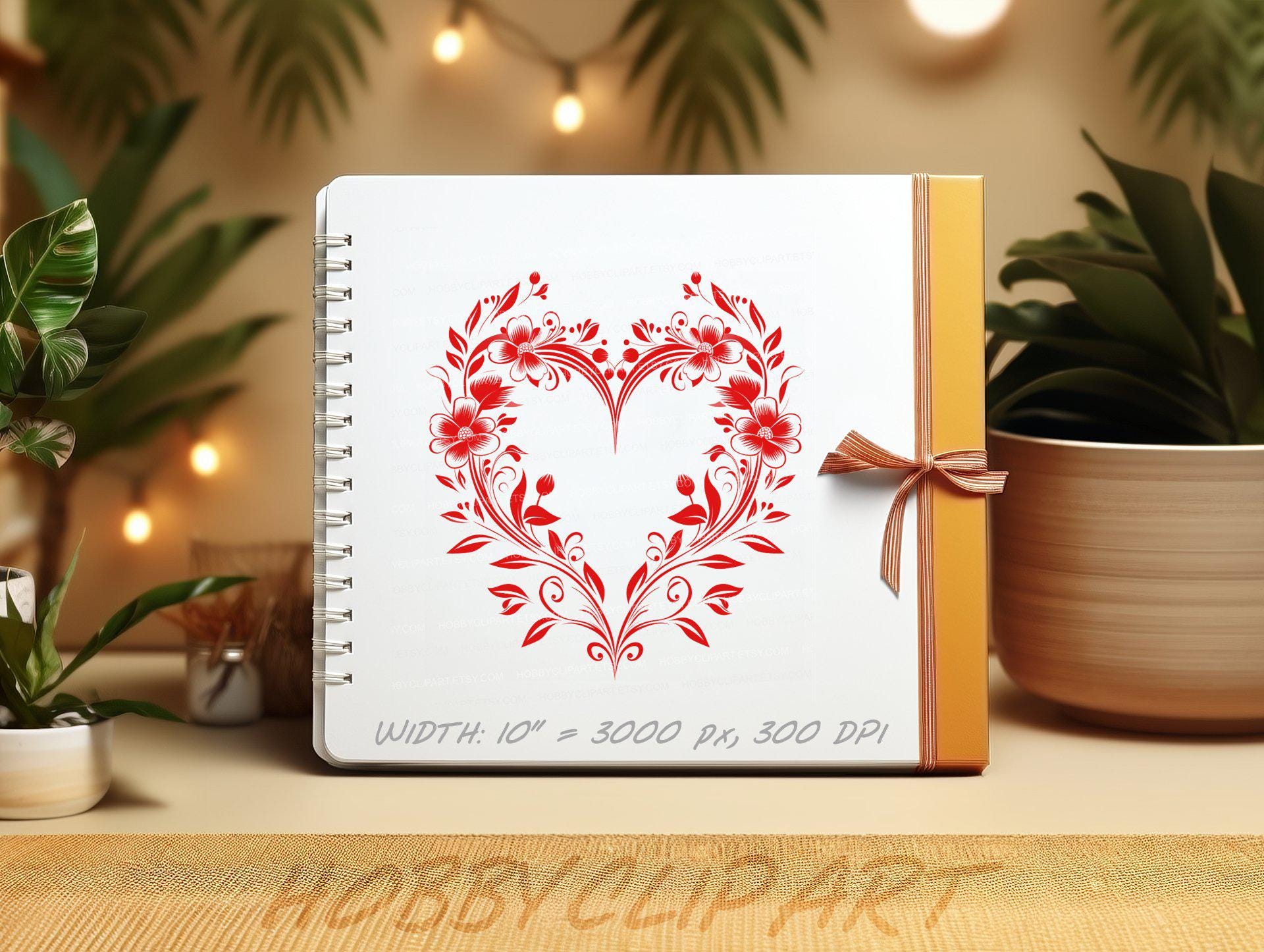 Floral Heart Clipart Bundle: 25 PNG SVG Ornaments (Digital Download), image size:1920x1446