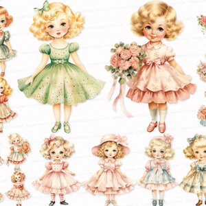 Vintage 1950s Doll PNG SVG Bundle Watercolor Clip Art 26 Clipart Sublimation Design Digital Instant Download Scrapbook Images