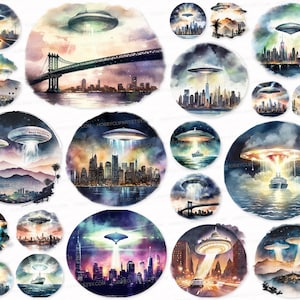 Vintage UFO PNG SVG Clipart Set ufo 21 png Clip Art Ufo Sublimation Digital Download   Stickers saucer, spacecraft, Flying disc