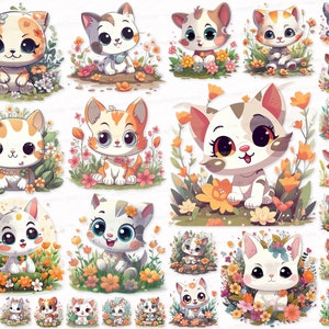 Cute Kitten PNG SVG Clipart Set Kittens Clip Art Kitten Sublimation Digital Download   Stickers Kitty Pussycat Cute Cat Nice