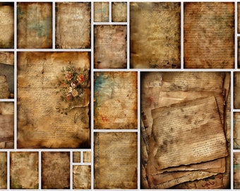 Antique Manuscript Digital Paper: Junk Journal Kit (Digital Download)