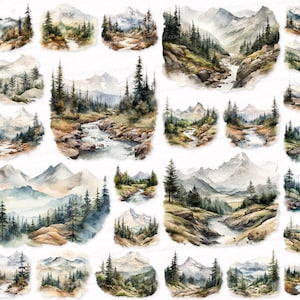Mountain Landscape Clipart: PNG SVG Digital Download