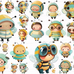 Cute Bee PNG SVG Clipart Pack Transparent Background Digital Download   Bee Sublimation Digital Products Honeybee Bumblebee
