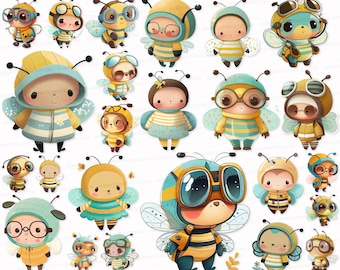 Bee Clipart Bundle, Honeybee Graphics (Digital Download