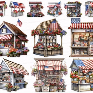 News stands PNG SVG Independence day Patriotism photorealistic clipart vibrant colors USA flag patriotic