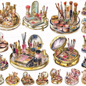 Cosmetic Clipart Bundle 25 PNG SVG Printable Sublimation Designs Digital Download Images Stickers Transparent Background Make up set