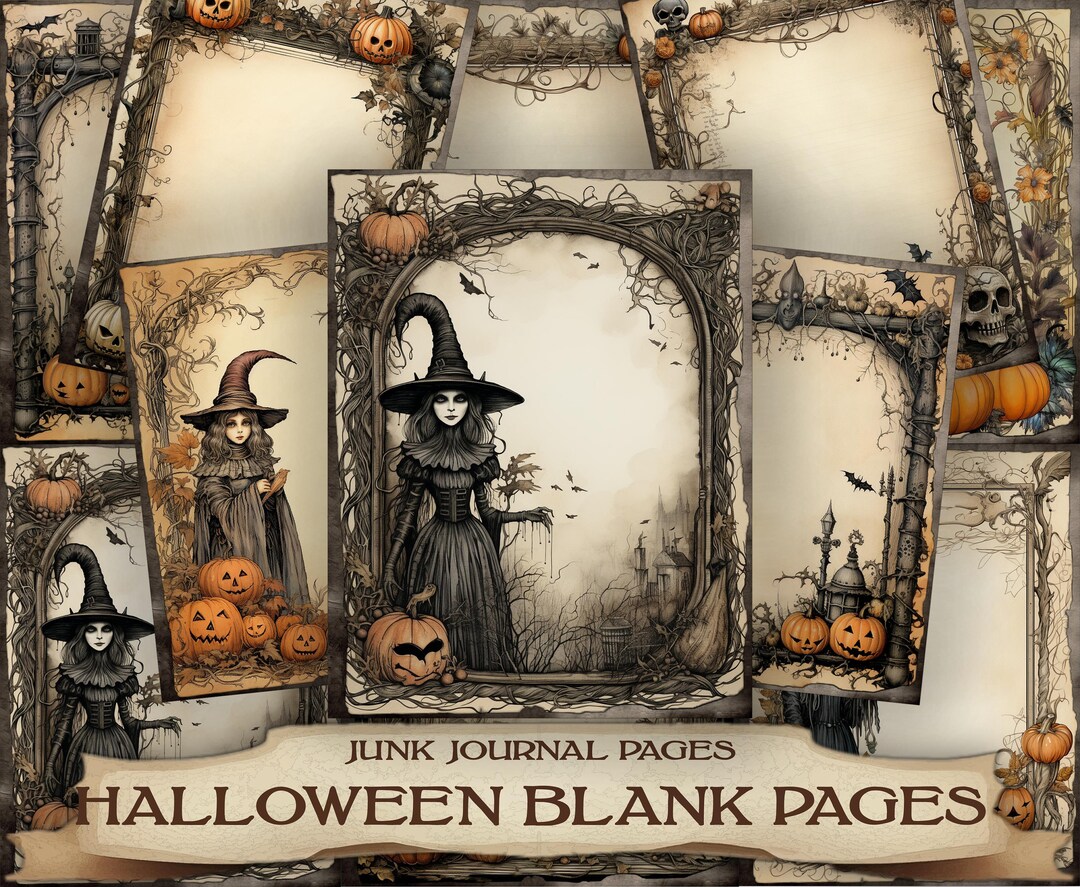 Halloween Junk Journal Printable Blank Pages 23 Halloween Clipart Art ...