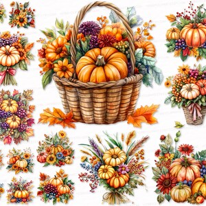 Thanksgiving Digital Files Bundle 25 PNG SVG Clipart Fall Printable Images Download Сommercial Use Transparent Background Berries Flowers