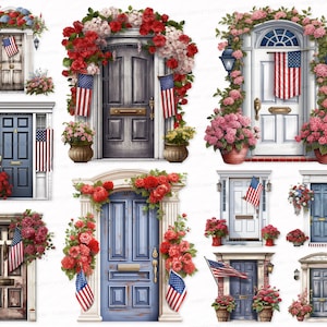 Door PNG SVG Independence day Patriotism photorealistic clipart vibrant colors USA flag patriotic beautiful doors Entrance Portal National