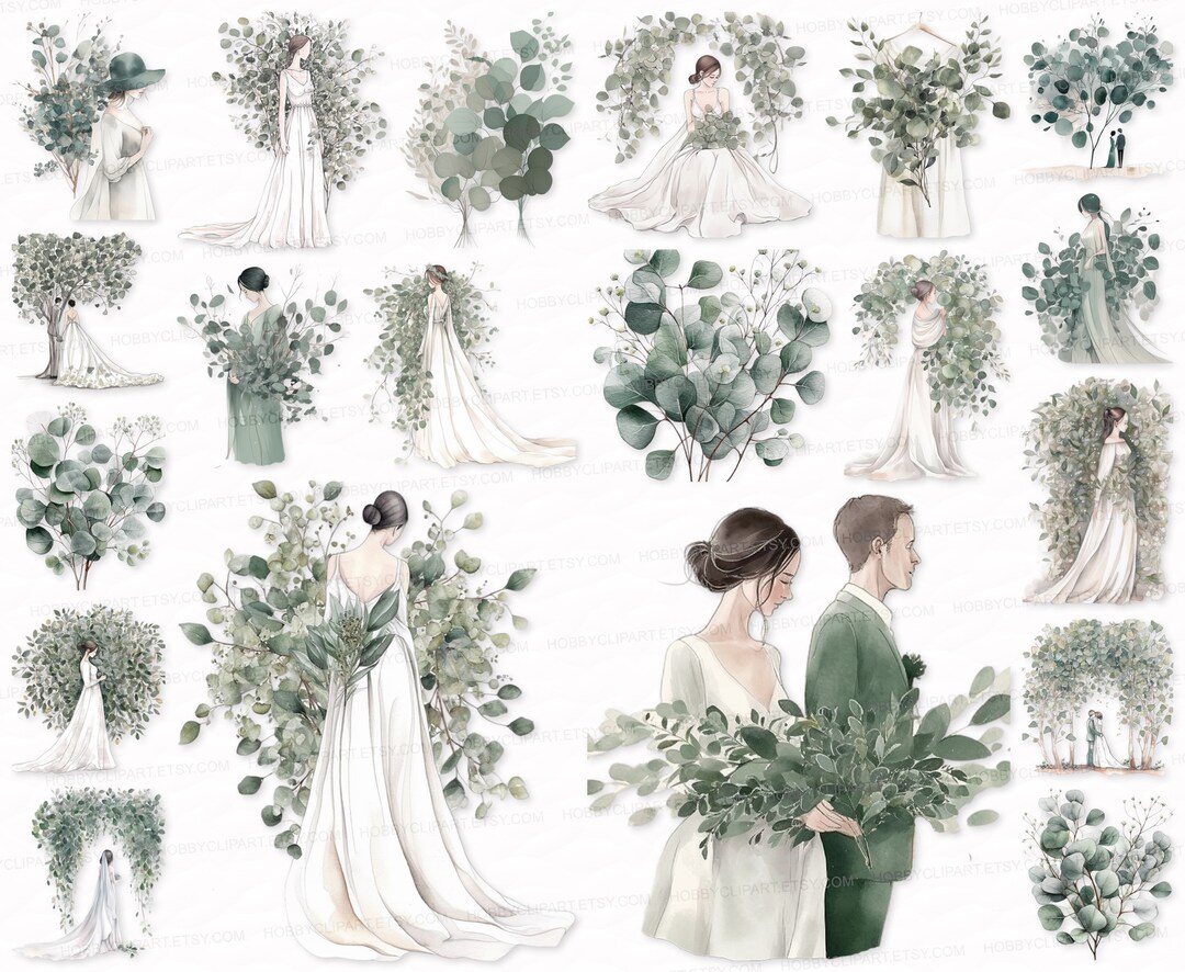 Watercolor Eucalyptus Clipart Set: Wedding Festive Decor (PNG SVG ...