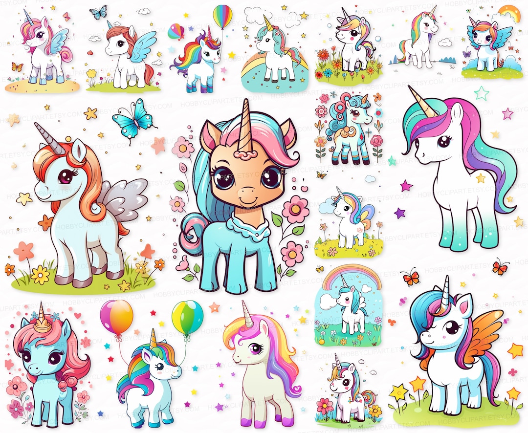 Baby Unicorn Clipart Bundle: PNG SVG Sublimation Designs (digital ...