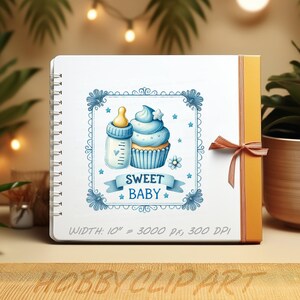 Watercolor Blue Baby Shower Clipart Set: 25 PNG SVG Images (digital ...