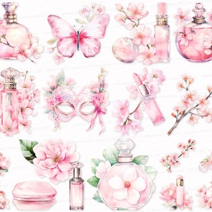 Pink Spring Clipart Bundle 25 PNG SVG Sublimation Design Scrapbooking Digital Images Download Transparent Background