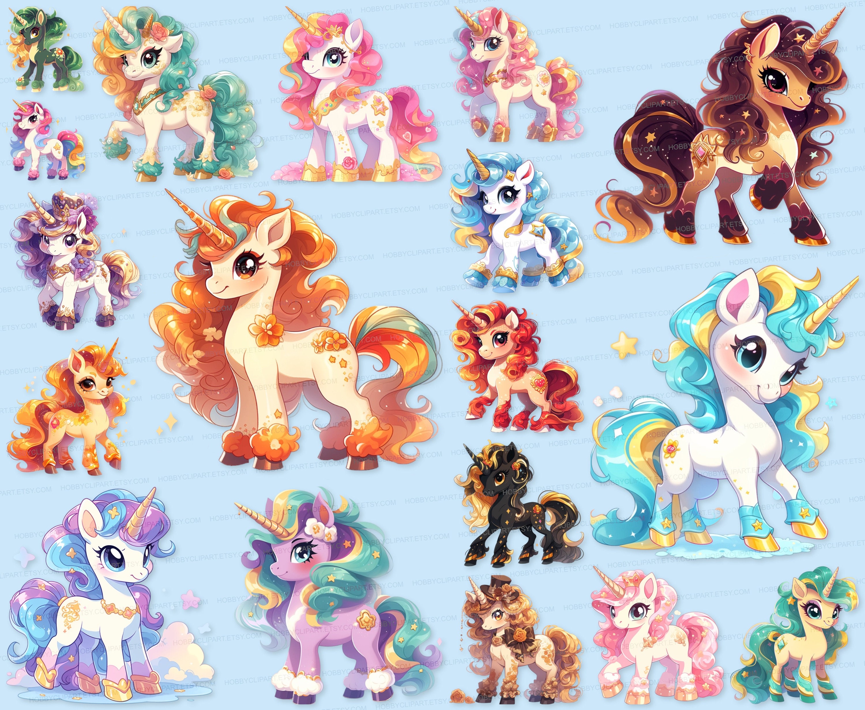 Colorful Unicorn Clipart Bundle: Fantasy PNG SVG Stickers (digital  Download) - Etsy, image size:3000x2462