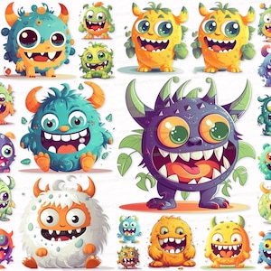 Little Fabulous Monster PNG SVG Clipart Set Cute Monster Clip Art Monster Sublimation Digital Download   Stickers Cute Monster